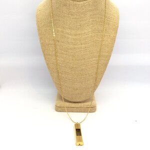 VINTAGE DIGITAL WATCH Pendant Necklace Gold Tone Dial Quartz 80s Retro Chain